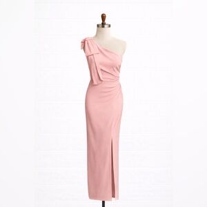 PrettyGarden - One Shoulder Ruched Formal Maxi Dress - Pink - Size Small